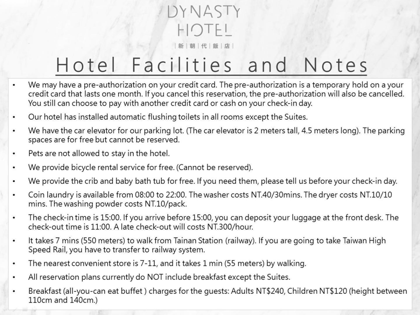 Dynasty Hotel Tainan Eksteriør bilde